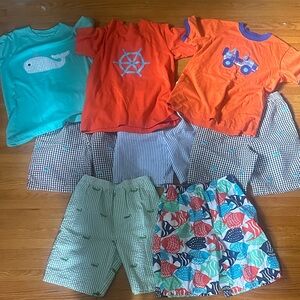 Kelly’s kids boutique seersucker boy shorts and shirts bundle large 10/12